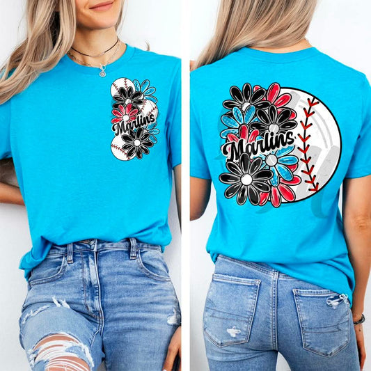 Marlins - DTF TRANSFER (MMD A25 baseball floral)