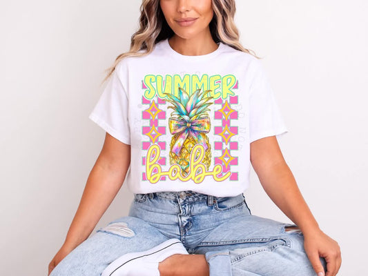Summer babe pineapple bow coquette - DTF TRANSFER (CST)