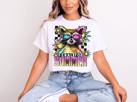Feral for summer raccoon - DTF TRANSFER (CST)