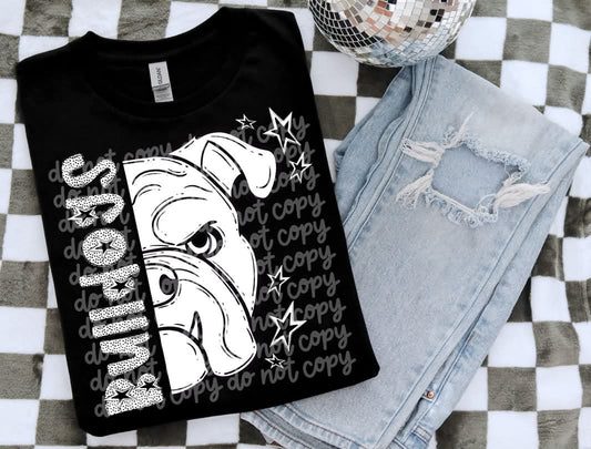 Bulldogs dotted half mascot - DTF TRANSFER (PHDC JU25)