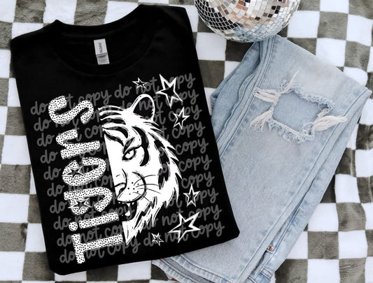 Tigers dotted half mascot - DTF TRANSFER (PHDC JU25)