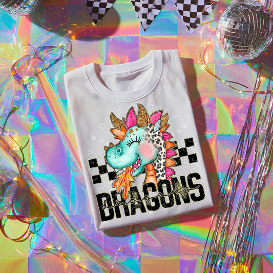 DRAGONS girly bow mascot - DTF TRANSFER (CST JUN25)