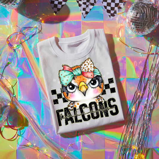 FALCONS girly bow mascot - DTF TRANSFER (CST JUN25)