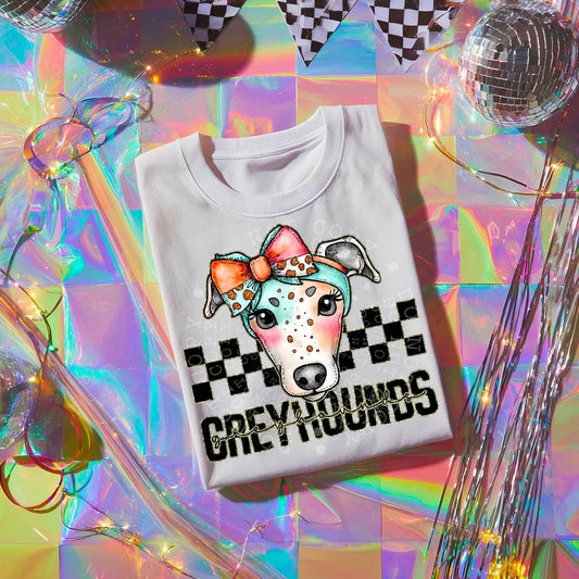 GREYHOUNDS girly bow mascot - DTF TRANSFER (CST JUN25)