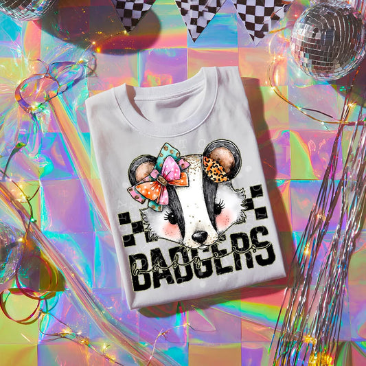BADGERS girly bow mascot - DTF TRANSFER (CST JUN25)