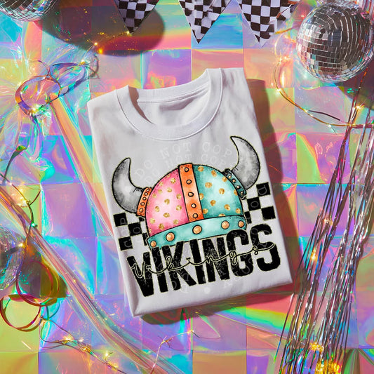 VIKINGS girly bow mascot - DTF TRANSFER (CST JUN25)
