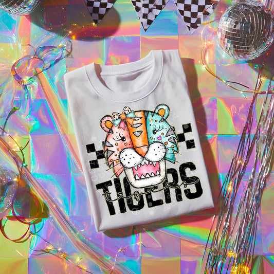 TIGERS girly bow mascot - DTF TRANSFER (CST JUN25)