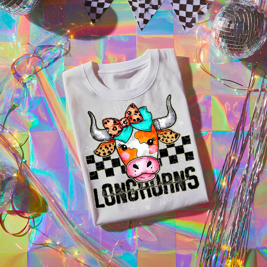 LONGHORNS girly bow mascot - DTF TRANSFER (CST JUN25)