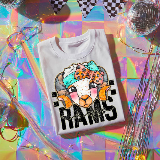 RAMS girly bow mascot - DTF TRANSFER (CST JUN25)