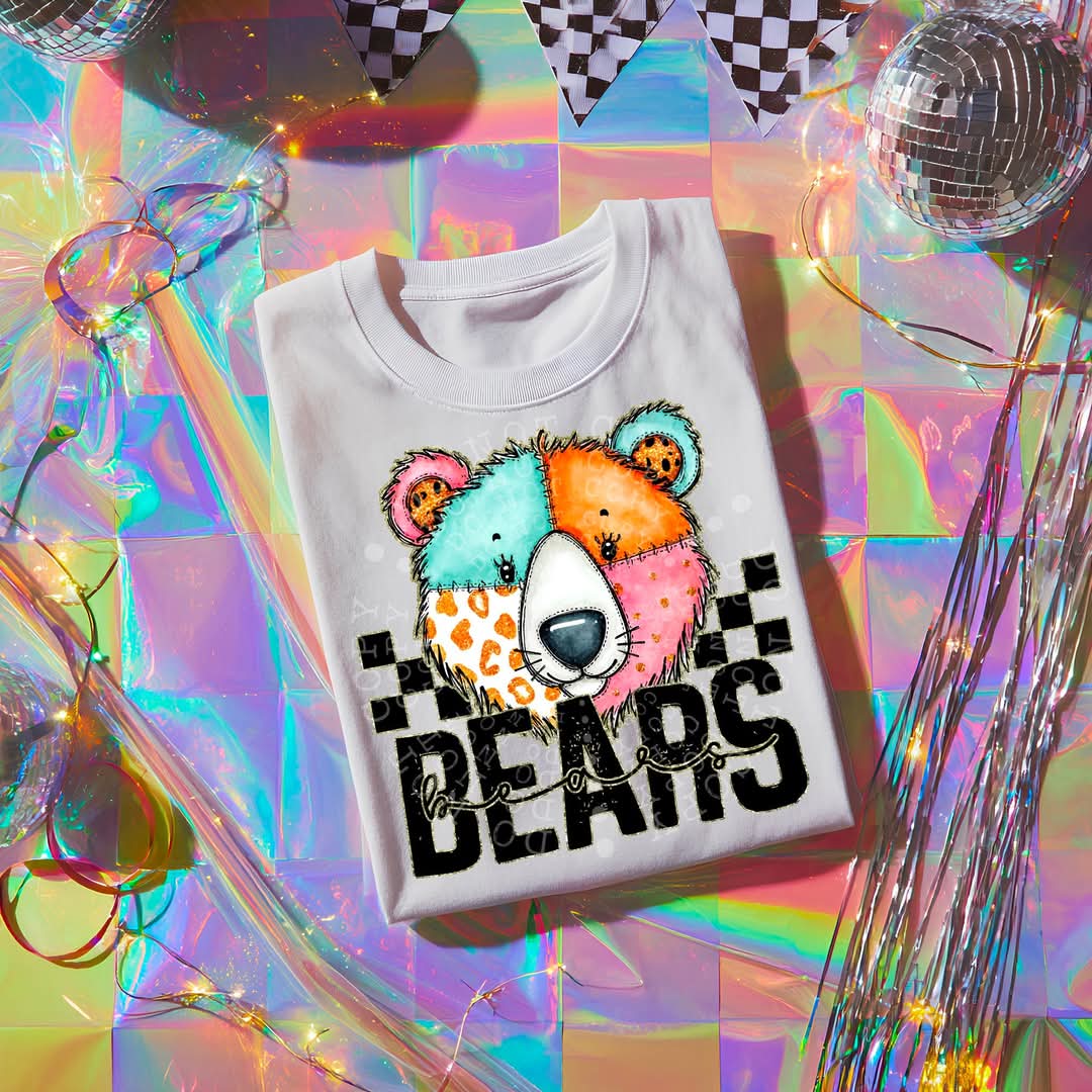 BEARS girly bow mascot - DTF TRANSFER (CST JUN25)