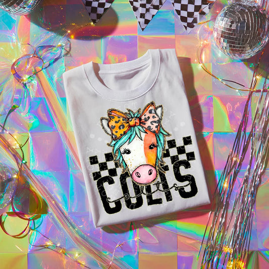 COLTS girly bow mascot - DTF TRANSFER (CST JUN25)