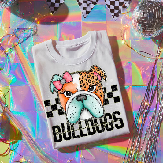 BULLDOGS girly bow mascot - DTF TRANSFER (CST JUN25)