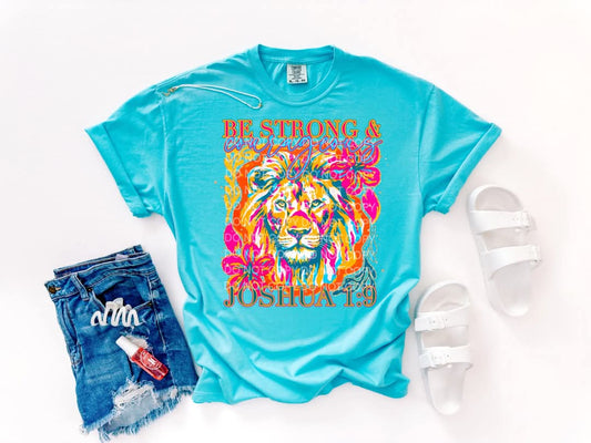 Be strong & courageous lion - DTF TRANSFER (Bright floral faith Collab SCGXPHDC)