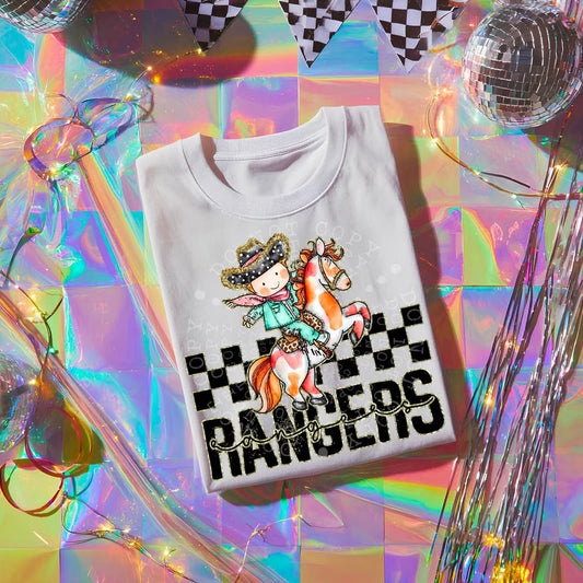 RANGERS girly bow mascot - DTF TRANSFER (CST JUN25)