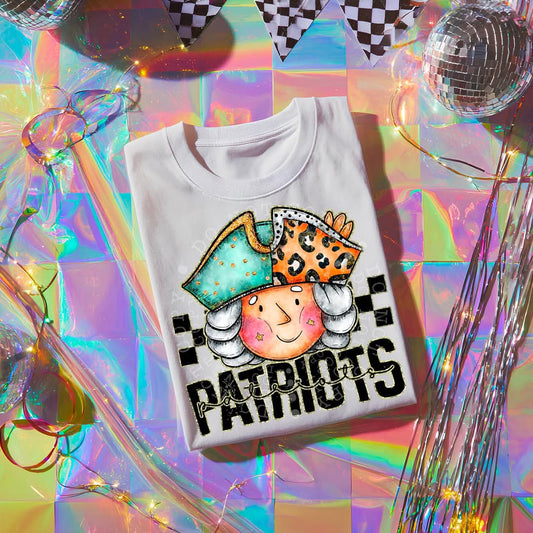 PATRIOTS girly bow mascot - DTF TRANSFER (CST JUN25)