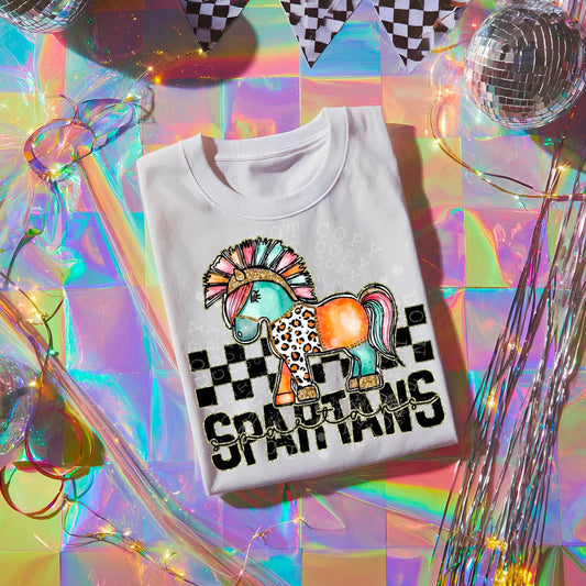 SPARTANS girly bow mascot - DTF TRANSFER (CST JUN25)