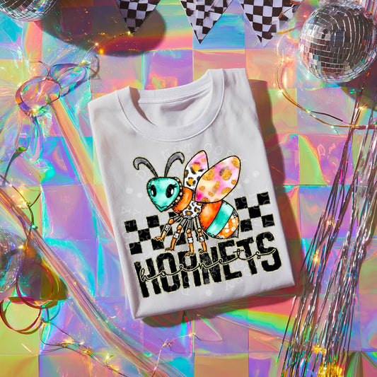 HORNETS girly bow mascot - DTF TRANSFER (CST JUN25)