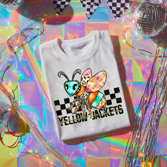YELLOW JACKETS girly bow mascot - DTF TRANSFER (CST JUN25)
