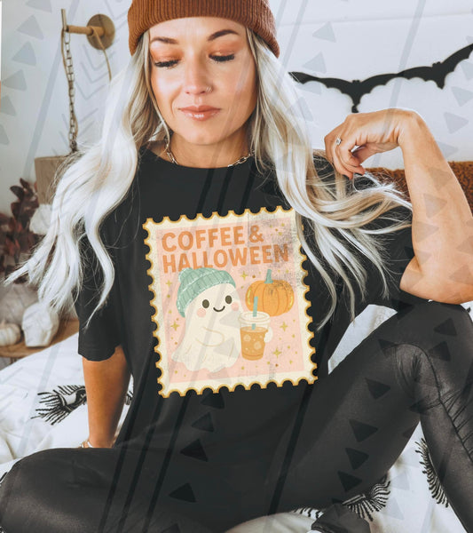 Coffee & Halloween postage stamp - (Scenes of Fall Collab)
