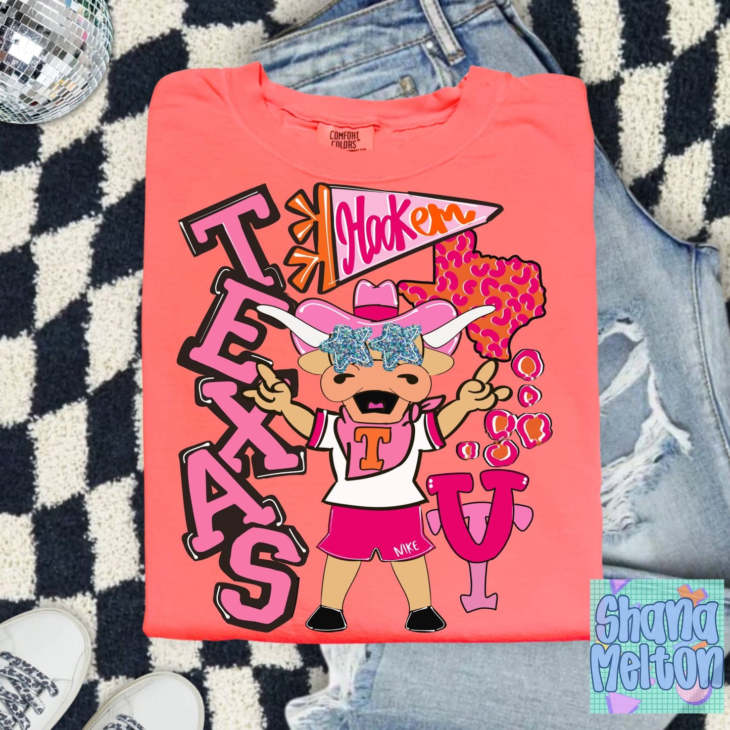 Texas Longhorns preppy hand drawn mascots - DTF TRANSFER (SYM)