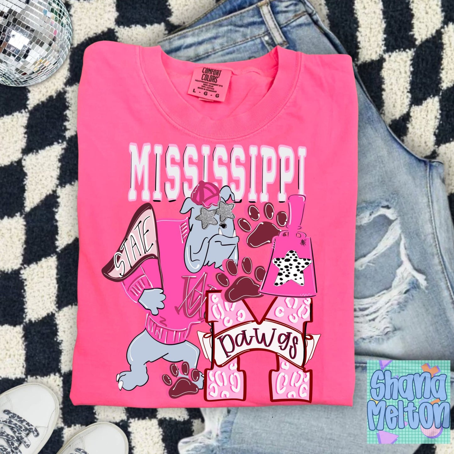 Mississippi bulldogs preppy hand drawn mascots - DTF TRANSFER (SYM)