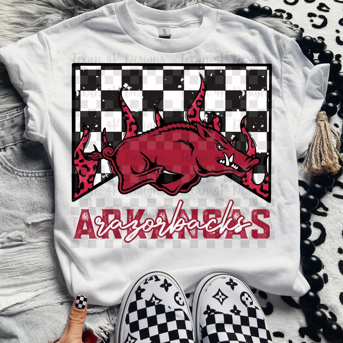 Razorbacks checkered - DTF TRANSFER (T4KD)