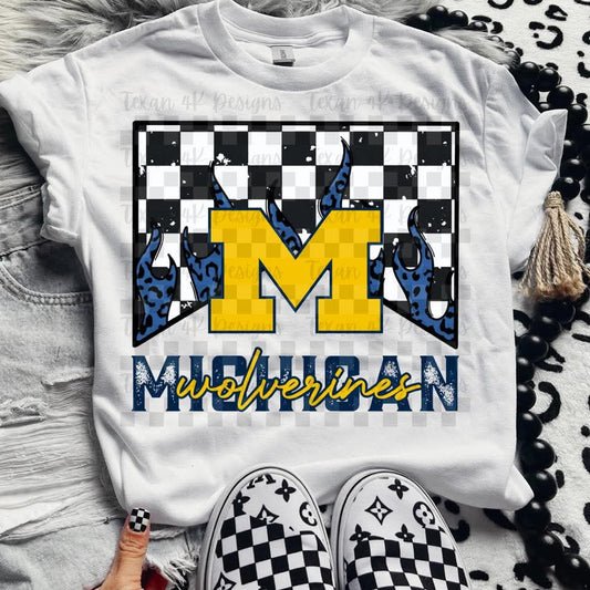 Michigan Wolverines checkered - DTF TRANSFER (T4KD)