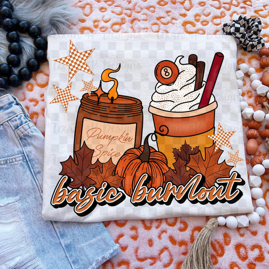 Basic burnout pumpkin spice - DTF TRANSFER (T4KD)