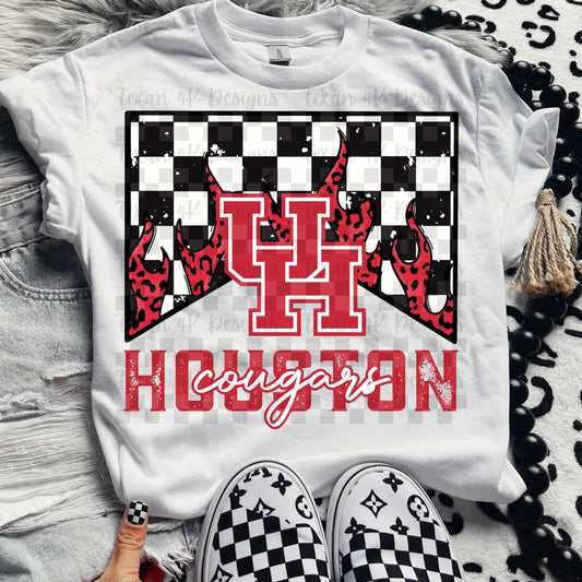 Houston cougars checkered - DTF TRANSFER (T4KD)