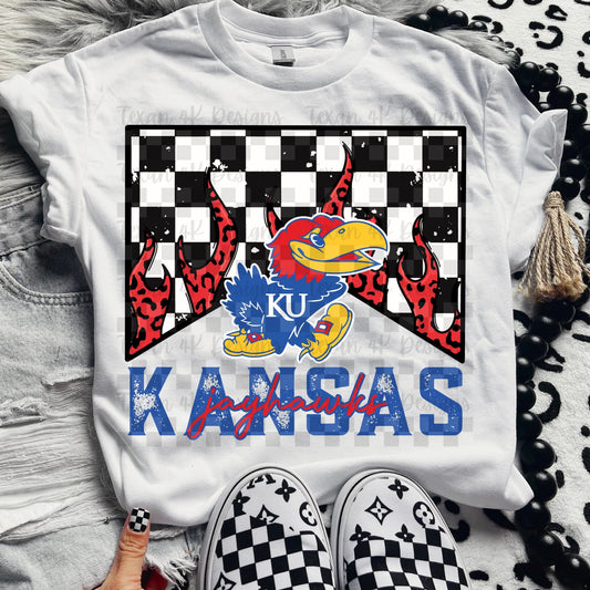 Jayhawks checkered - DTF TRANSFER (T4KD)