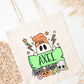 Orange beanie ghost - DTF TRANSFER (personalized halloween tote bag print)