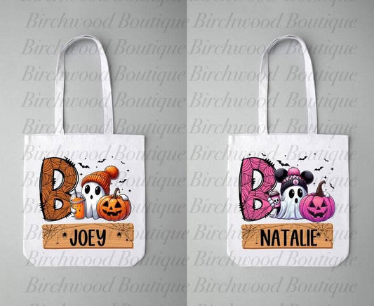 Boo ghost - DTF TRANSFER (personalized halloween tote bag print)