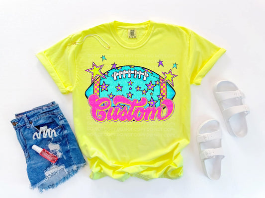 Bright Neon Football CHOOSE YOUR TEAM NAME - DTF TRANSFER (SCG JY25)