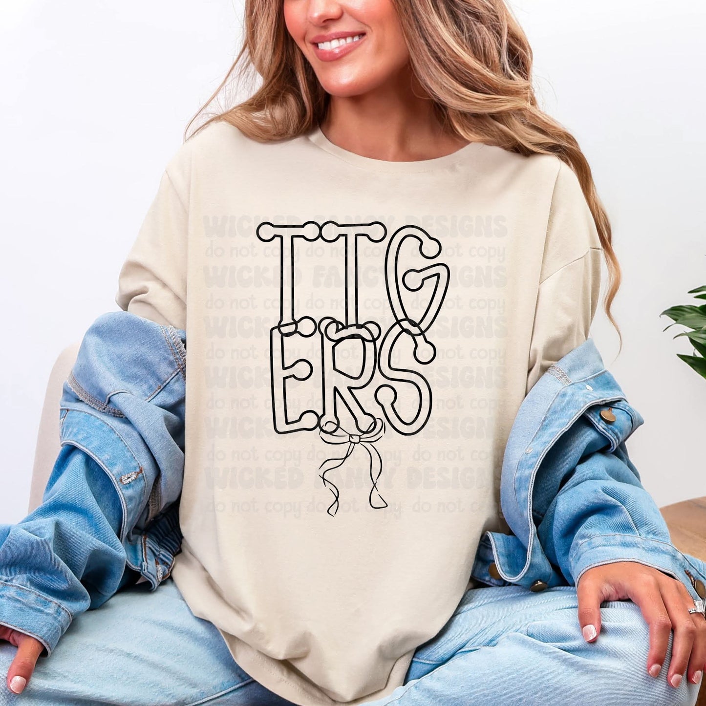 Tigers bow sketch - DTF TRANSFER (WFD)