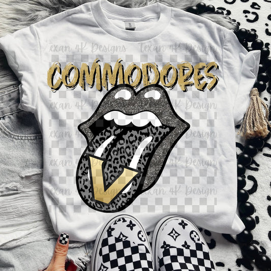 Commodores leopard glitter tongue - DTF TRANSFER (T4KD)