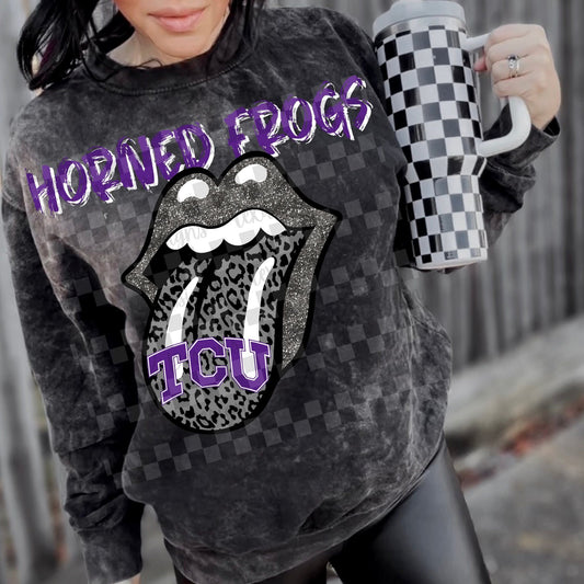 Tcu horned frogs leopard glitter tongue - DTF TRANSFER (T4KD)