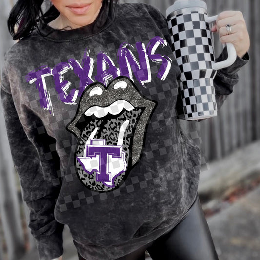 Texans leopard glitter tongue - DTF TRANSFER (T4KD)