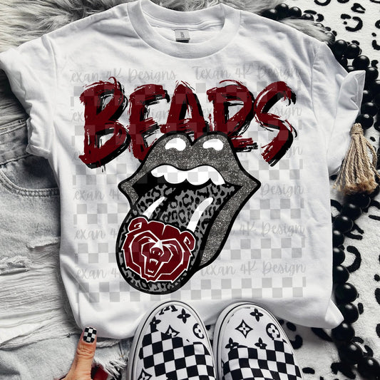 Bears leopard glitter tongue - DTF TRANSFER (T4KD)