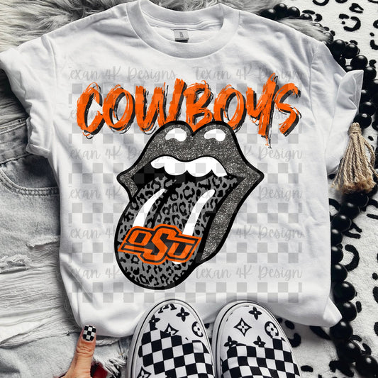 Osu cowboys leopard glitter tongue - DTF TRANSFER (T4KD)