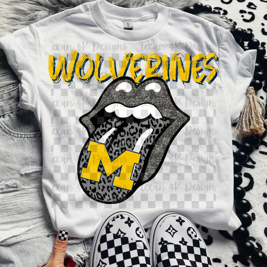 Wolverines leopard glitter tongue - DTF TRANSFER (T4KD)