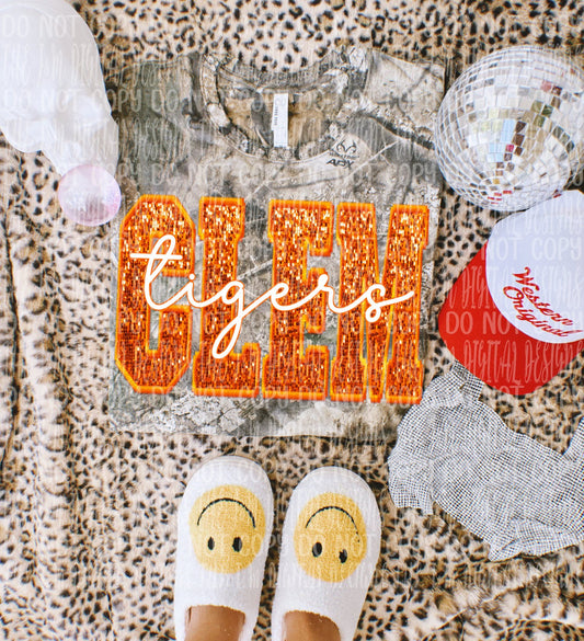 Clem Tigers faux sequin - DTF TRANSFER (JMD)