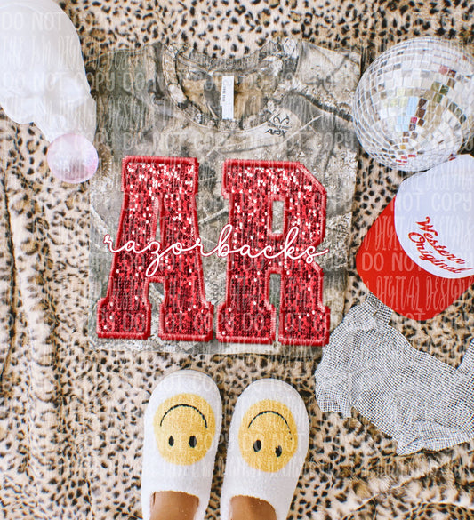 Razorbacks faux sequin - DTF TRANSFER (JMD)