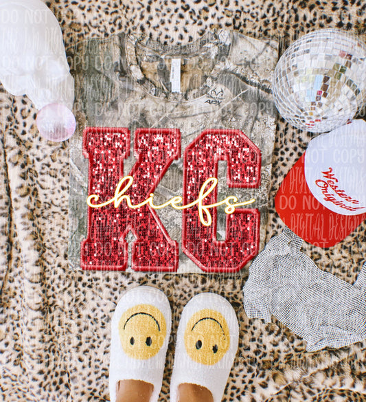 Chiefs faux sequin - DTF TRANSFER (JMD)