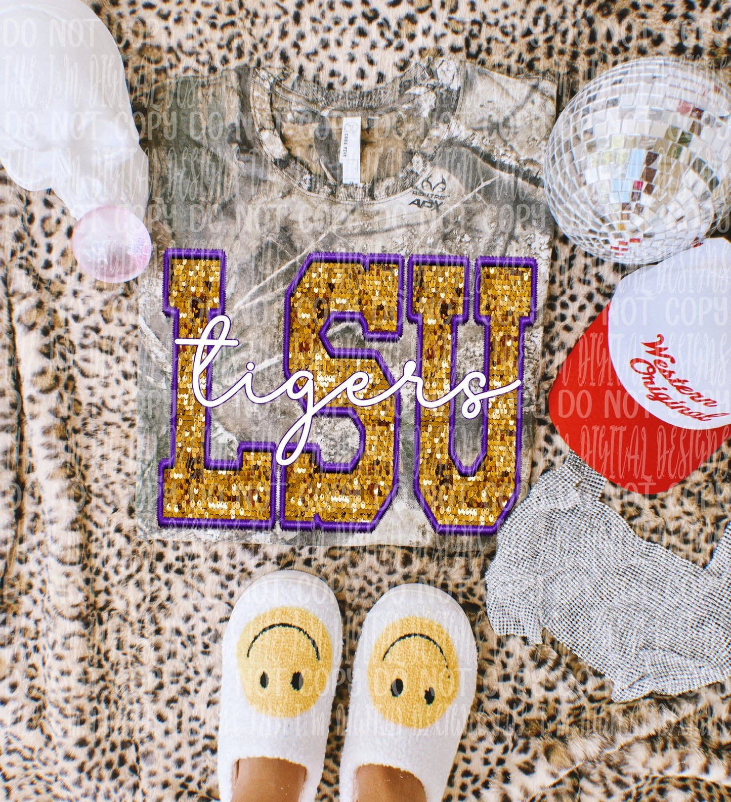 L Tigers faux sequin - DTF TRANSFER (JMD)