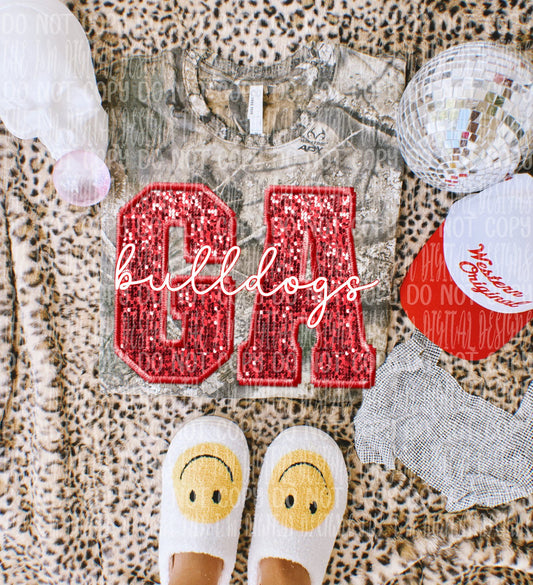 GA Bulldogs faux sequin - DTF TRANSFER (JMD)