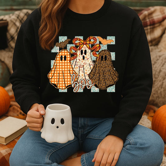 Checkered BOO ghosts cheetah bow coquette - DTF TRANSFER (DWS)