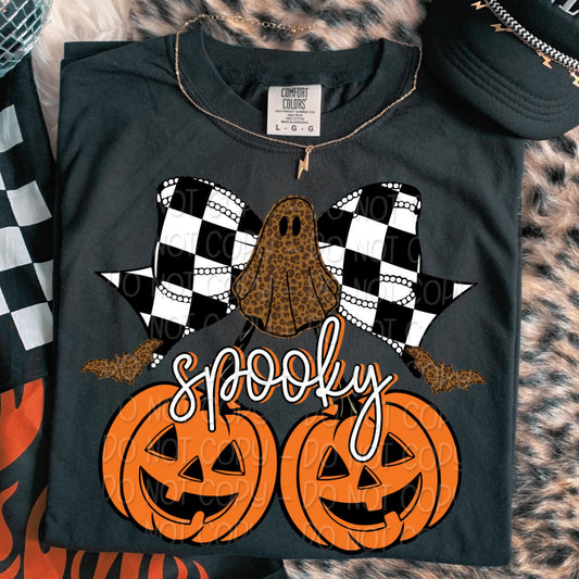 Checkered bow coquette Spooky pumpkins - DTF TRANSFER (DWS)