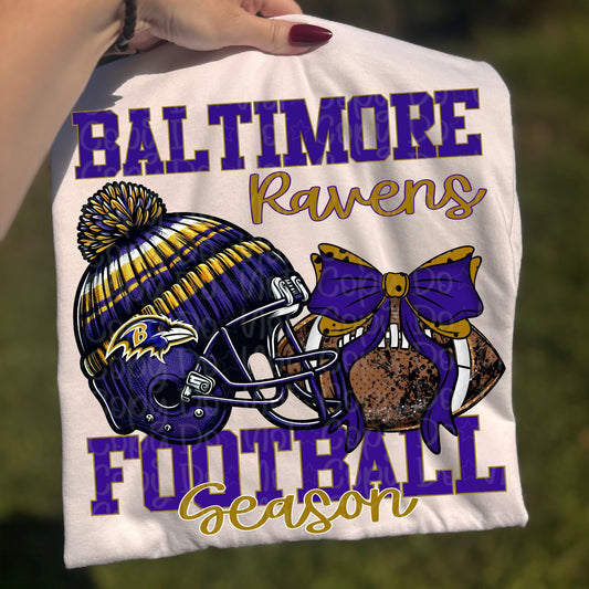 Ravens Beanie helmet bow - DTF TRANSFER (VDS)