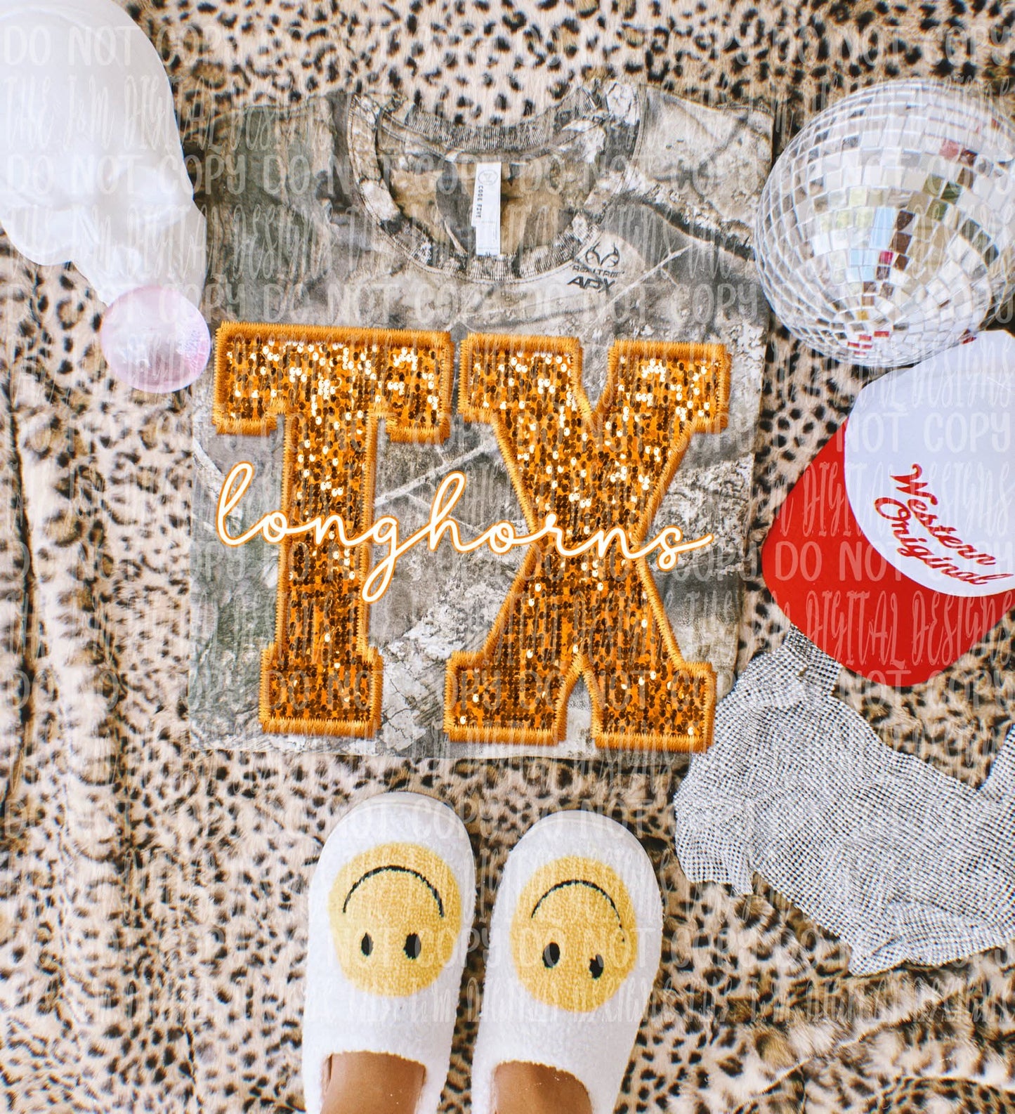 Longhorns faux sequin - DTF TRANSFER (JMD)
