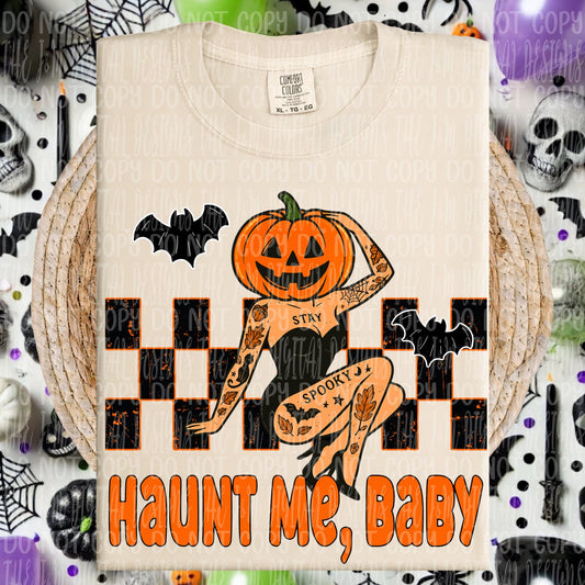 Haunt me baby funny Halloween pumpkin pinup - DTF TRANSFER (JMD)
